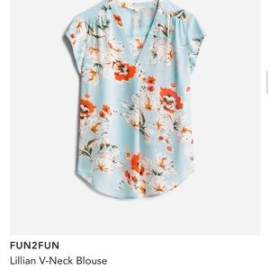 Fun2Fun V-Neck Blouse in Light Blue